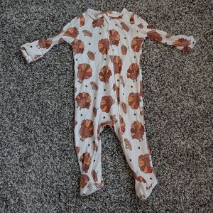 Caden Lane Floral Footie - White and Brown